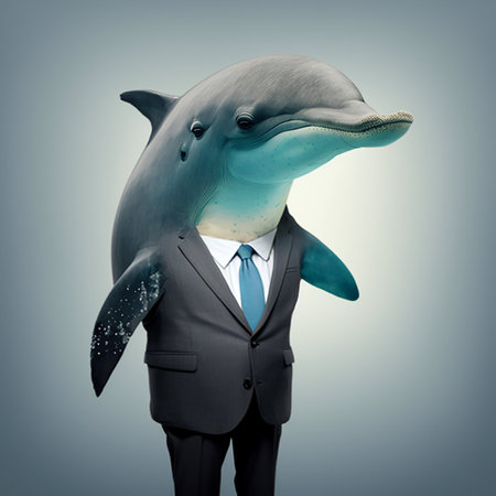 Dolphib of a dressed in a formal business suit, Ai generated fileの素材