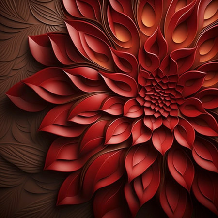 3d wallpaper beautiful red flower leather base backgroun, ai generativeの素材