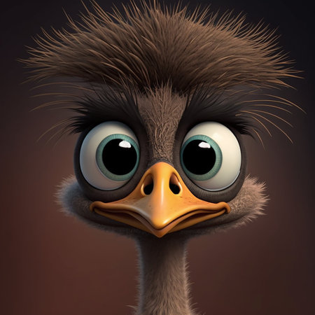 Cute cartoon Emu character ai generativeの素材