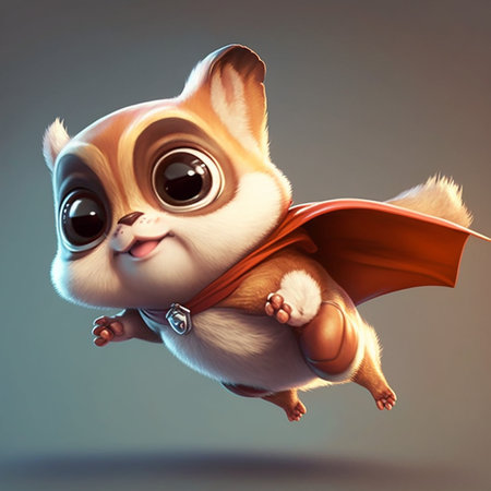 Cute Cartoon squirrel ai generativeの素材