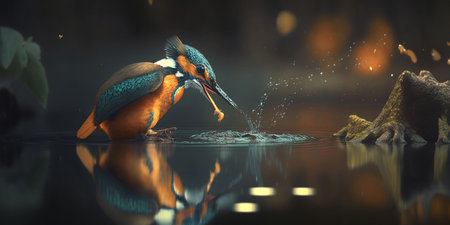 Beautiful kingfisher ai generativeの素材
