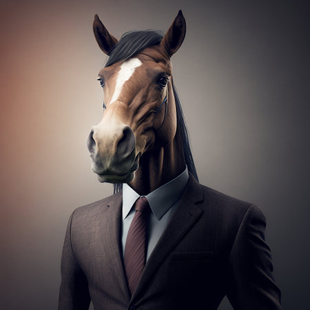 Horse head put formal business suitの素材