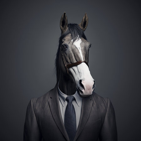 Horse head put formal business suitの素材