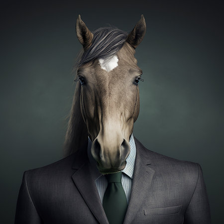 Horse head put formal business suitの素材