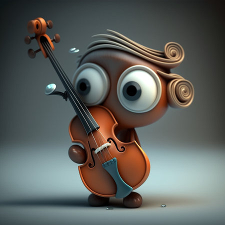 Cute violin charactor ai generativeの素材