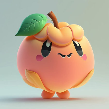 Cute cartoon peach character ai generativeの素材