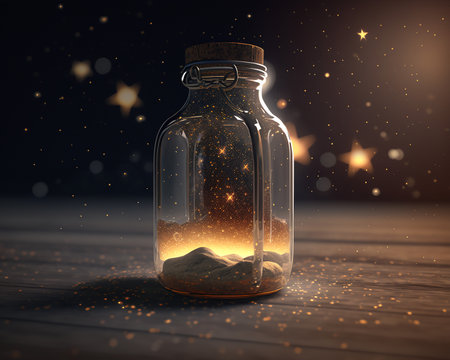 Milkyway in a glass bottle ai generativeの素材
