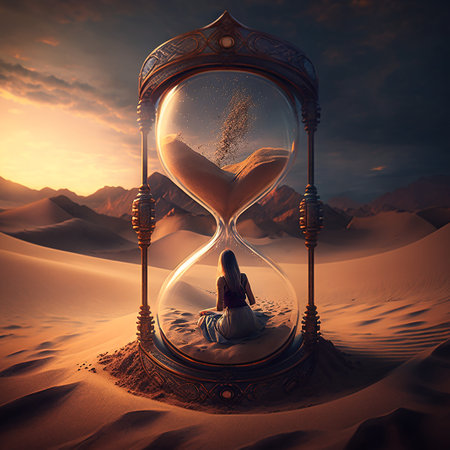 Intricate enormous hourg lass time turner where a womanの素材