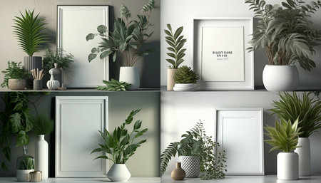 Blank picture frame on white walの素材