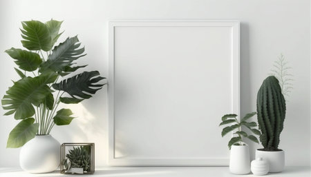 Empty square frame in modern interior, Ai generativeの素材