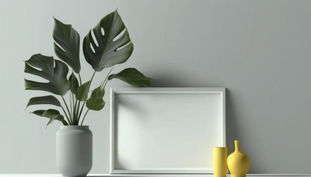 Empty square frame in modern interior, Ai generativeの素材