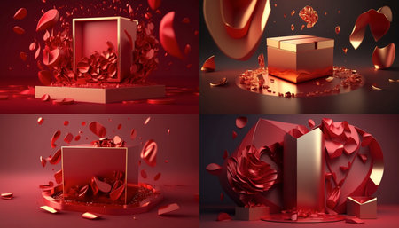 Easter podium display red surprise gift,の素材