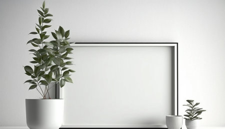 Empty square frame in modern interior, Ai generativeの素材