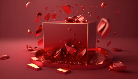 Easter podium display red surprise gift,の素材