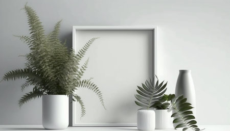 Empty square frame mockup in modern interiorの素材
