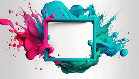 Ink in the water with square frame and copy spaceの素材