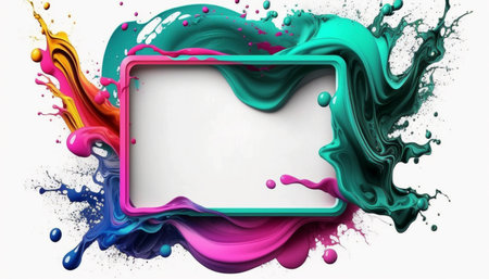 Ink in the water with square frame and copy spaceの素材