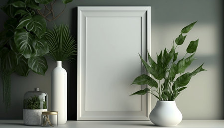 picture frame mockup on wall in modern interiorの素材