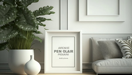 picture frame mockup on wall in modern interiorの素材