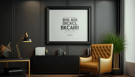 Frame mockup close up in empty interior backgroundの素材