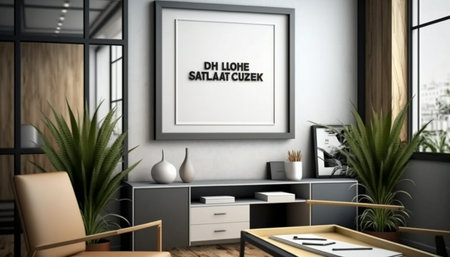 Frame mockup close up in empty interior backgroundの素材