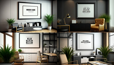 Frame mockup close up in empty interior backgroundの素材