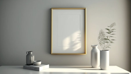 Mockup frame close up in simple minimal room interiorの素材