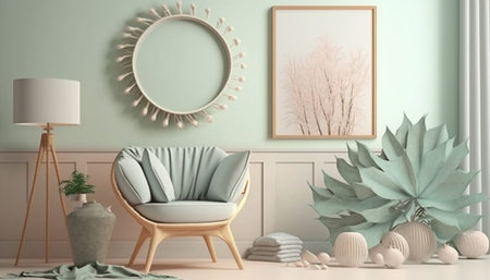 Mockup frame in simple minimal interior backgroundの素材