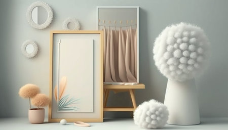 Mockup frame in simple minimal interior backgroundの素材
