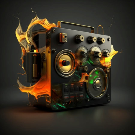 Isolated music reproductor with abstract power , ai generativeの素材