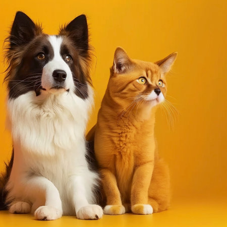 Cute cat and dog, Ai generatedの素材