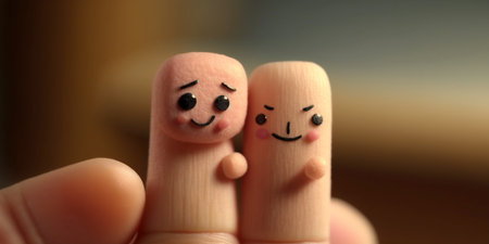 Similing face finger Ai generated jpg fileの素材