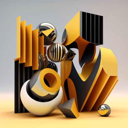 Abstract geometric composition, 3d renderの素材