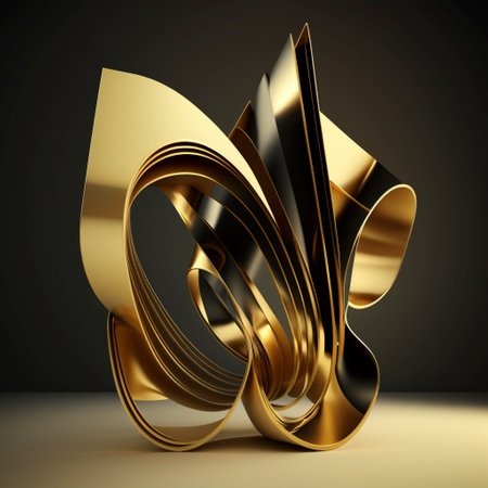 Abstract gold line, 3d renderの素材