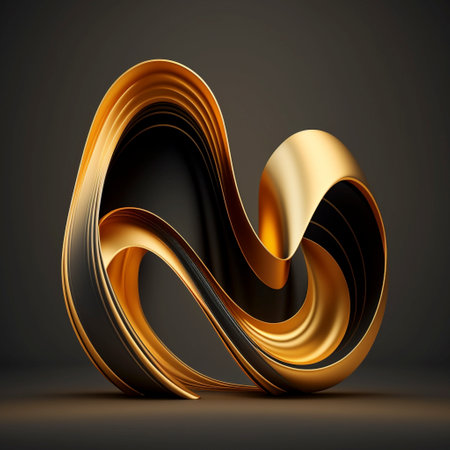 Abstract gold line, 3d renderの素材