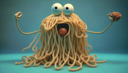 Flying spaghetti monste Funny pastaの素材