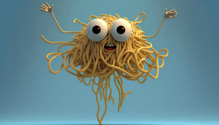 Flying spaghetti monste Funny pastaの素材