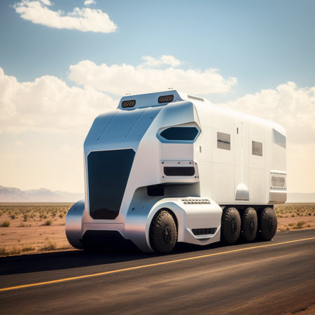 Driverless autonomous truck on the roadの素材