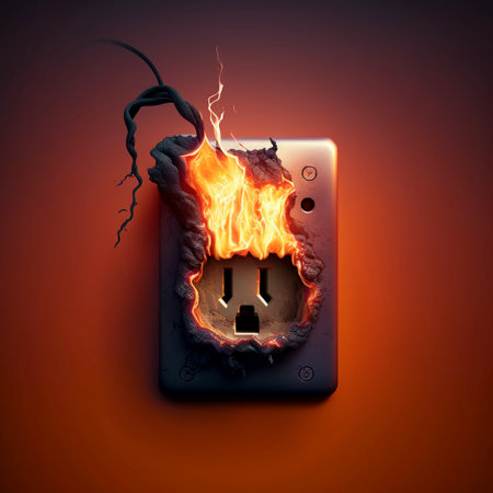 Illustration of a burning power socketの素材