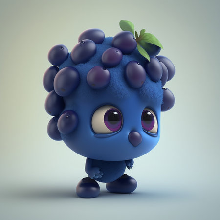 A cute cartoon Blueberry characterの素材