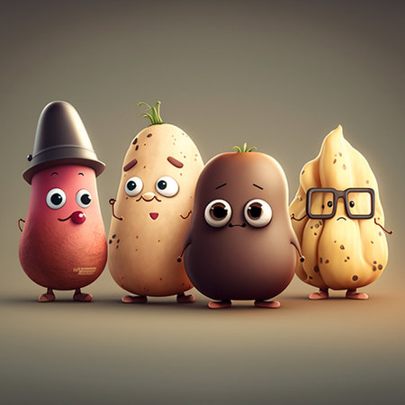 A cute cartoon Pomegranate characterの素材