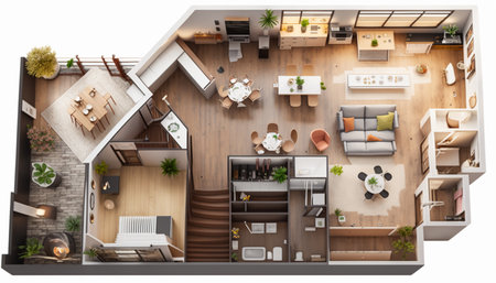 Home interior, luxury modern dark living room interior, black empty wall mock up, 3d renderの素材