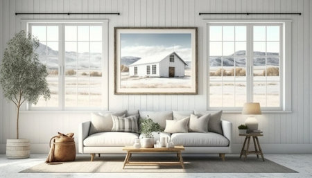 Home interior, luxury modern dark living room interior, black empty wall mock up, 3d renderの素材