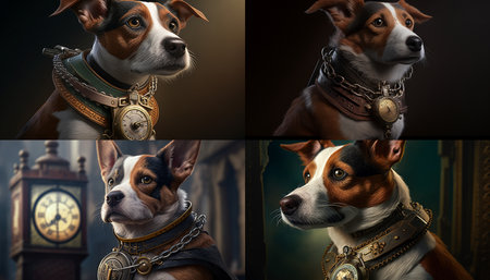 Dog with a steampunk watch lanyardの素材