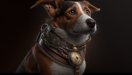 Dog with a steampunk watch lanyardの素材