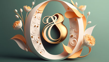 International Womens day female symbol with floralの素材