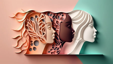 Womens Day banner with number 8 and activist womens handの素材