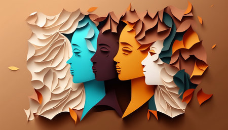 Womens Day banner with number 8 and activist womens handの素材