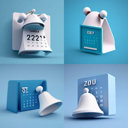 3D Calendar with Bell notification Ai generativeの素材