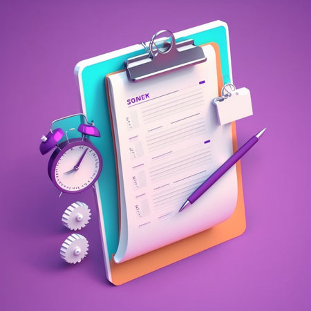 3D Checklist with pencil Ai generativeの素材